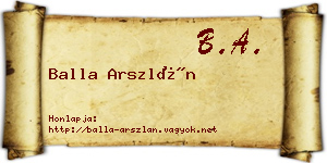 Balla Arszlán névjegykártya